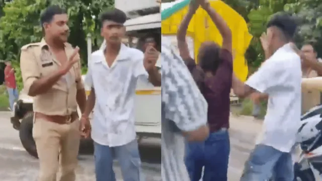 up-cop-gets-assaulted-while-trying-to-stop-clash-between-two-groups-in-kushinagar-viral-video